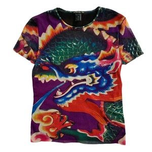 Authentic Vivienne Tam Vintage Dragon Mesh Top